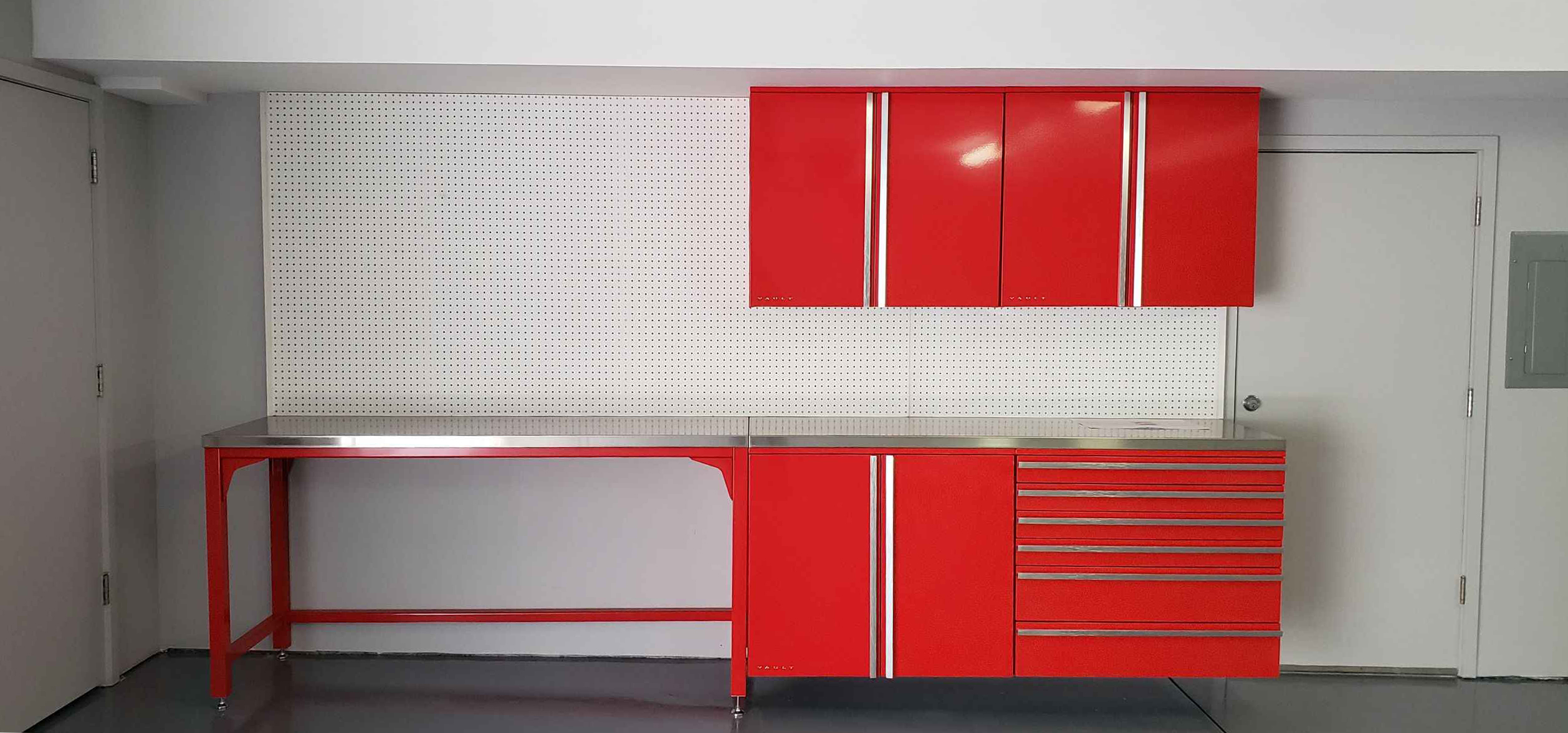 Ferrari Red Designer Series Metal Cabinets Workbench and Toolchest