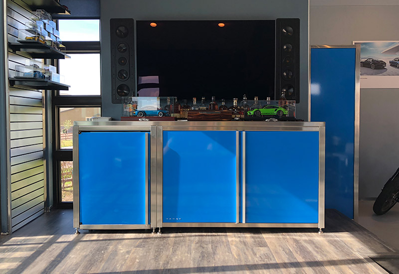 VAULT Professional Series Garage Cabinets in blue.