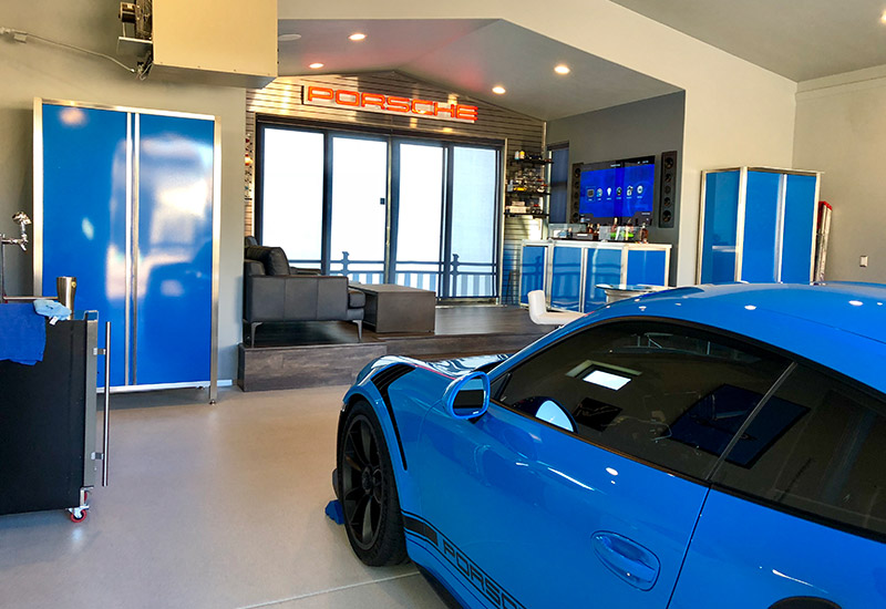 VAULT Professional Series Garage Cabinets in blue.